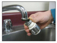 Remove all attachments from the faucet including the aerator, rubber washer and any hoses