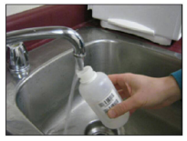 Fill bottle to 200ml water line indicated on bottle