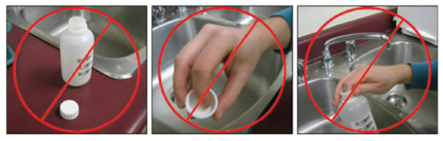 Be sure not to contaminate the inside of the cap or the neck of the sample bottle with your fingers