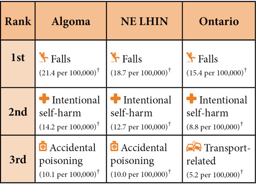 Leading causes* of injury-related death between 2008-2012